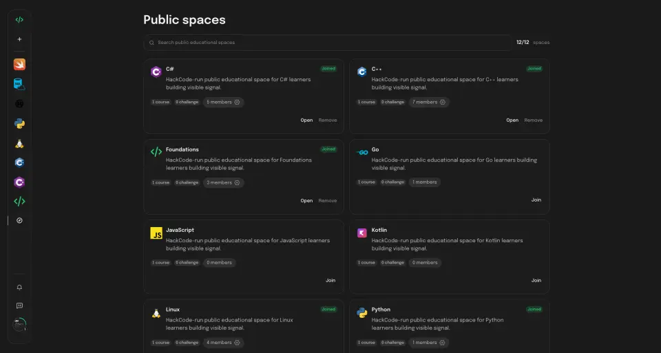 Public spaces catalog